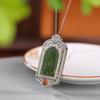 Um Veado Prata S925 Prata Esterlina Banhado a Ouro Hetian Jade Jaspe Ameixa Flor Ruyi Oco Sachê Pingente Dupla Face Leão Dançarino