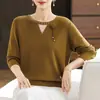 2026 Novo Estilo Roupa de Outono para Mãe Camada Base Estilosa Meia-Idade 40s 50s Outono Inverno Malha Versátil Suéter Tamanho Plus