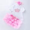 Traje de Falda de Seis Capas Estilo Haggit de Manga Corta Nuevo de Verano para Niñas Falda Tutú de Princesa Algodón de Alta Calidad Moda Ropa para Niños de 0 a 2 Años