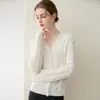 Cardigan de cashmere feminino 100% puro cashmere de cabra 26 outono/inverno novo gola V tricô trançado vintage suéter coat solto