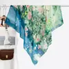 Estilo chino estilo pintura al óleo camelia moderno gasa 90 pañuelo cuadrado grande bufanda de seda para mujer bufanda de primavera y otoño con temperamento para combinar con camisa chal