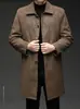 Chaqueta de Cuero Genuino para Hombre de Longitud Media con Solapa Acolchada de Terciopelo Grueso Chaqueta de Piel de Oveja con Forro Desmontable Abrigo de Terciopelo de Visón Ropa de Padre