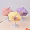 Touca de Bebê Outono e Inverno Feminina Bebê Flor Fofa Boina Chapéu de Lã Infantil Meninas Chapéu de Painter Tricotado Moderno