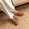 298-1 Sapatos de Veludo de Inverno com Fivela Retrô Couro Nobuck Bico Redondo Quentes para Mulheres