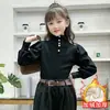 Camisetas Base para Meninas no Atacado 2026 Novas Estilosas de Outono e Inverno para Crianças com Lã Espessa Versáteis para Meninas Pequenas e Bebês