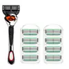 Barbeador manual de três lâminas masculino recém-atualizado, lâmina de aço inoxidável verde soldada por pontos, cabeça de lâmina substituível, atacado