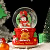 Caixa de música de bola de cristal de Natal com luzes coloridas e neve automática, um item decorativo para vitrines de shoppings, e um presente