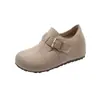 Versión de Cuero de Vaca de los Zapatos Birkenstock Feos-Lindos, Mocasines sin Cordones de Suela Gruesa con Hebilla Completamente de Cuero