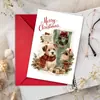 Cartão de Boas Festas de Natal com Ovelhinha Fofa e Árvore de Natal, com Envelope, Mensagem de Bênção para o Feriado, Convite, Cartão de Cumprimentos para Presente