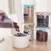 Tarro sellado de plástico transparente de grado alimenticio para almacenamiento de granos de cocina, aperitivos y té seco.