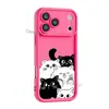 Diseño de gato blanco y negro lindo y simple estilo japonés y coreano con line art, funda para teléfono cortada con precisión 17 Pro, funda suave mate iPhone 18