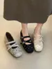 2026 Estilo Dulce Puntera Cuadrada Moño Aumentadores de Altura Zapatos Planos de Ballet Lunares Correa Cruzada Mary Janes Nueva Colección de Otoño
