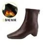 Botas Femininas Outono/Inverno Novo Estilo Francês de Salto Alto com Aumento Oculto de Altura, Bico Quadrado, Zíper Traseiro, Botas Curtas de Cano Curto, Botas Martin, Botas Curtas para Mulheres