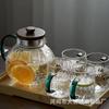 Atacado Bark Pot Vidro Glacier Chaleira de Água Fria Grande Capacidade Resistente ao Calor Doméstico Padrão de Martelo Japonês Chaleira de Água Fria Flor e Capim Bule