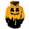 Sudadera con capucha Pullover para hombre Serie de Calabazas de Halloween Impresa Digitalmente 3D 2025 Comercio Exterior Transfronterizo Juventud
