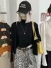 Conjunto de dos piezas KEKEZOON para mujer: chaleco de cuello medio alto + camiseta de manga larga con cárdigan, atuendo versátil de otoño 9033