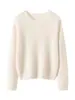 Suéter circular de cachemira para mujer, jersey de cuello redondo, suéter base de seda de morera, tejido versátil de color liso