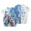 2024 Explosiones Cruzadas Verano Juego Transfronterizo Yuan Yuan Shen Secundario Artículos de Merchandising de Yuan Shen Impresión Digital 3D Camiseta de Yuan Shen Dibujos Animados
