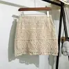 Traje de Férias Boêmio para Mulheres, Estilo Coreano, Crochê Resistente com Recortes, Cintura com Cordão, Saia Evasê Versátil