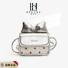 Bolsa Infantil Estilo Coreano Menina Fofa Laço Pequena Quadrada Couro Oleado Retrô Bolinhas Redondas Bolsa Transversal Pai-Filho Bolsa de Batom