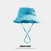 Chapéu de Pescador Jacquemus de Algodão Puro Lavado para Mulheres e Homens, Chapéu Bucket de Sol de Aba Larga para Uso Externo no Verão