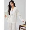 Jiangnan Wo Pijama de 25 Años para Mujer Primavera Nuevo Flor Blanca de Alta Gama Seda Helada Ropa para el Hogar Ropa de Verano para Mujer