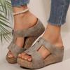 2025 Nuevas Sandalias de Verano para Mujer de Comercio Exterior con Cuña de Suela Gruesa Talla Grande Transfronterizas Sandalias de Cuña Boca de Pez Zapatos de Mujer Venta al por Mayor