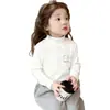 Camiseta Interior Térmica de Polar para Niñas Manga Larga Talla Mediana-Grande Cuello Semi-Alto Ropa Interior Cálida para Niños Estilo Coreano Top Elegante de Moda