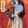 Leque Verde Pontiagudo de Jade para Casamento Xiuhe, Estilo Chinês Noiva Casamento DIY Artesanal Dupla Face Acabado Leque de Casamento de Alto Padrão Presente