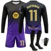 2627 Camiseta de fútbol de manga larga de visitante del nuevo Barcelona de Rodri, negra y morada, número 10, Yamal, Messi
