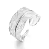 Anillo de Pluma Brillante Plateado de Plata de Ley S925 Vintage Anillo de Cola Unisex Abierto de Moda Anillo de Estilo Europeo y Americano Personalizado Suministro Exclusivo Transfronterizo