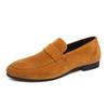 Zapatos de Cuero Perezosos para Hombre Tallas Grandes Estilo Británico Casual Mocasines Diarios Zapatos de Moda Simples de Gamuza Slip-On