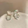 Brincos de Cristal Triturado e Pérola Estilo Francês Super Fada, Brincos de Diamante Gentis e Coloridos, Brincos Únicos e Bonitos para Mulheres