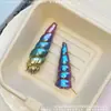 Cuerno de Unicornio Transfronterizo Fondo Plano Redondo Diadema de Cabeza de Unicornio Accesorios para el Cabello Arcoíris Dorado Plateado Purpurina Fina Accesorios para Ropa