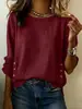 Nueva camiseta de verano transfronteriza de Amazon para mujer 2026, color liso, cuello redondo, casual, corte holgado, top de mezcla de algodón y lino