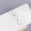 Nueva Cadena para Clavícula Estrella Bamang Un Collar de Luna de Doble Uso Diseño de Doble Uso para Mujer Joyería Simple Elegante Europea y Americana