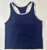 Top Popular de Verano de Hilo Tejido con Almohadilla en el Pecho, Estilo sin Mangas, Forma de I, Color Contrastante, Cuello en U para Mujer