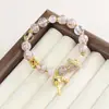 Pulsera de Cuentas de Cristal Sakura para Mujer, Lujo Ligero, Sensación de Alta Gama, Joyería Rosa Estilo Vintage, Venta al por Mayor para Transmisiones en Vivo y Puestos de Mercado