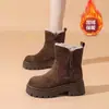 Botas de algodón forradas de felpa para mujer, suela gruesa, colección otoño/invierno 2026, cálidas, suela gruesa, botas Martin, botines, botas de nieve, zapatos casuales de algodón