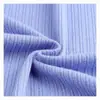 Tejido Fancy de Canalé 230g, Tejido de Punto Rayado Elástico, Poliéster Spandex Tela de Moda para Ropa de Casa y Ocio