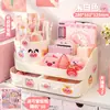 Lindo portalápices Ruby ~ Escritorio de estudiante gran capacidad barril giratorio 360 grados niños y niñas alto valor de color caja de almacenamiento