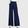 Calça Jeans Tricotada de Cintura Alta para Mulheres, Cintura Elástica, Calça Wide Leg, Fluida, Cobre o Quadril, Calça Longa de Corte Reto, Calça Jeans Macia Elástica