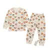 Pijama para niños, conjunto de ropa de otoño para bebé y pantalones, ropa térmica de algodón para otoño e invierno, de manga larga y pantalón largo para niñas, ropa de casa de dibujos animados para niños