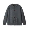 2026 Masculino Top Outerwear Casual Outono Estilo Preguiçoso Tricô Suéter Masculino Solto Novo Cardigã Damasco