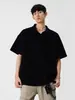 Camisa Polo com Textura de Espiga de Trigo, Gola Seagull, Camiseta de Verão Masculina de Manga Curta Resistente Cleanfit, Modelagem Solta com Mangas Três Quartos