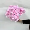 Hortênsia Artificial de Cinco Cabeças com Folhas para Decoração de Parede de Flores, Realista e de Alta Qualidade, Adequada para Casamentos e Decorações de Sala de Estar