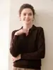 Novo Estilo de Outono Suéter de Caxemira com Gola Polo Feminino Caxemira de Cabra Amiga da Pele Gola Lapela Solto Casual Malha Camada Base Suéter
