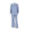 Nuevo Conjunto de Pijama a Rayas Bloque de Color Estilo Transfronterizo Manga Larga Pantalón Largo Casual Versátil Ropa de Casa Estilo Europeo y Americano Adecuado para Usar Afuera