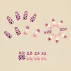 Unhas Bailarina de Comprimento Médio com Estampa de Leopardo Rosa, Unhas Postiças Quentes de Venda no Atacado, Moda Europeia e Americana, Unhas Usáveis Estilo Ins, Removíveis