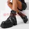 Botas de Mujer de Tacón Alto con Suela Gruesa 40-43 Talla Grande Hebilla de Cinturón Camuflaje Corte Bajo Otoño/Invierno 2026 Tendencia